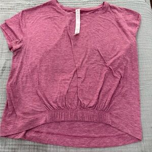 lululemon athletica sz 4 Short Notice Heathered Red Moss Rose Crop tee shirt